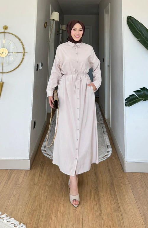 Robe-chemise Beliz à détails en dentelle